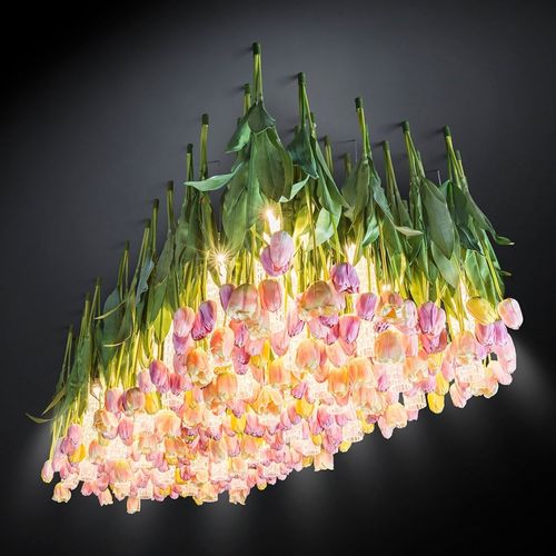 Люстра уникальный дизайн - TULIP - VGnewtrend - из окрашенной стали / из муранского стекла / 6 лампочек