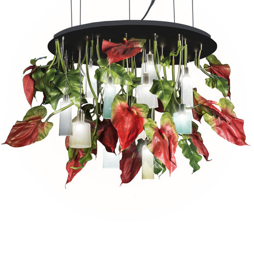 Люстра уникальный дизайн - ANTHURIUM  - VGnewtrend - из окрашенной стали / из муранского стекла / 11 лампочек