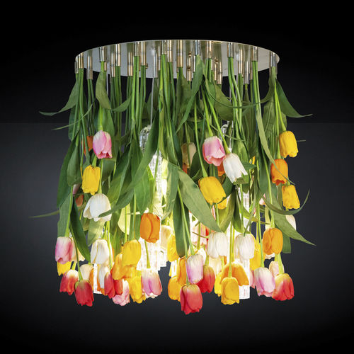 Люстра уникальный дизайн - TULIP MAXI  - VGnewtrend - из окрашенной стали / из муранского стекла / 6 лампочек