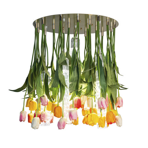 Люстра уникальный дизайн - TULIP  - VGnewtrend - из окрашенной стали / из муранского стекла / 3 лампочки