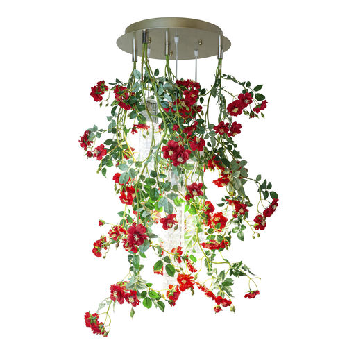 Люстра уникальный дизайн - WILD RED ROSE - VGnewtrend - из окрашенной стали / из муранского стекла / 3 лампочки