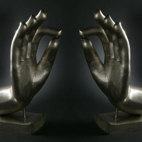 Скульптура из бронзы - BUDDHA HANDS - VGnewtrend - из латуни / для наружного применения / Сделано в Италии