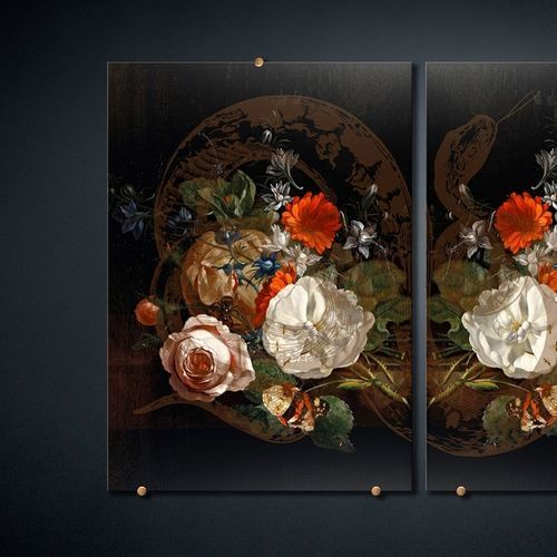 Декоративная панель для внутренней компоновки - FANCY BOUQUET 1 - VGnewtrend - настенная / из стекла / набивная