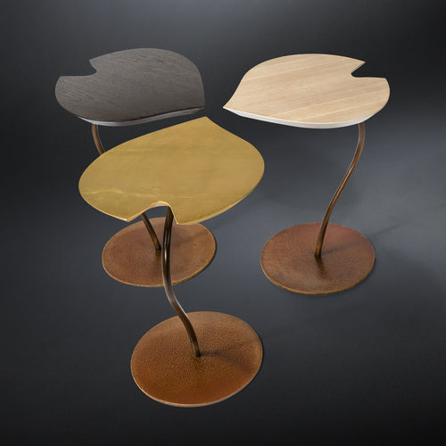 Современный вспомогательный столик -  LEAF CORTEN - VGnewtrend - из железа / из дерева / с основанием из железа