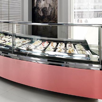 Стоечная холодильная витрина - DIAMOND GELATO - Oscartek - для торговли / из металла / с дверью