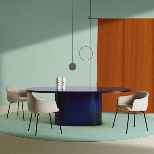Современный обеденный стол - Oku - My Home Collection - из лакированной МДФ / с основанием из лакированной МДФ / с основанием из стали