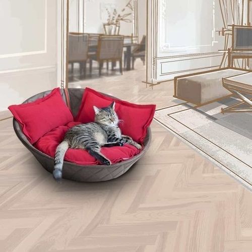 Корзина для кошки из хлопка - CHESTER - pet.interiors - из полиэстера / из кожи / из нержавеющей стали