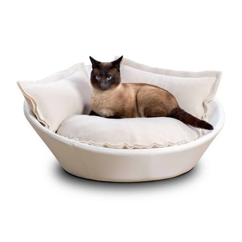 Корзина для кошки из хлопка - MILA - pet.interiors - из бархата / из кожи / из нержавеющей стали