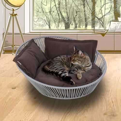Корзина для кошки из хлопка - SIRO TWIST - pet.interiors - из бархата / из полиэстера / из нержавеющей стали