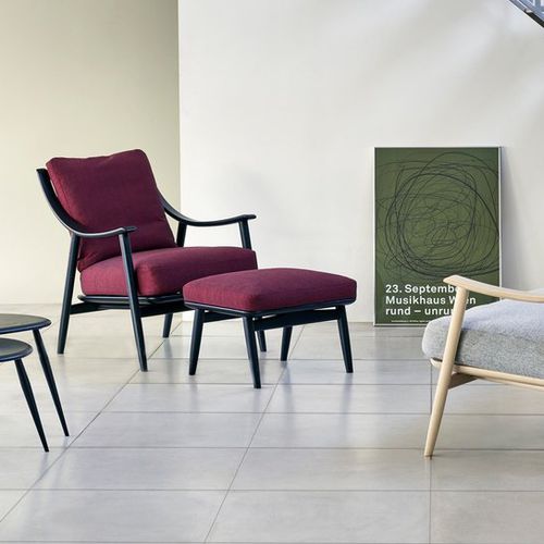 Современная подставка для ног - MARINO - ercol - из ткани / из ясеня