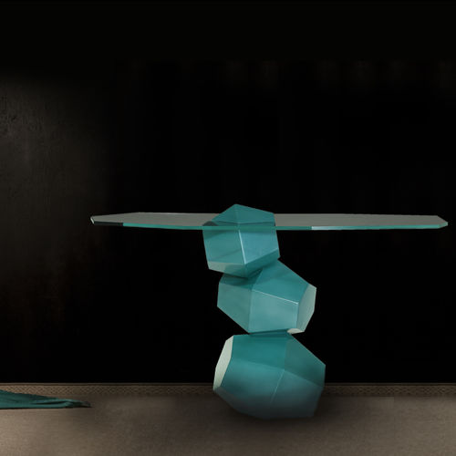 Стол-консоль уникальный дизайн - EQUILIBRIUM - Amu- Inspiration Design - из стекла / для бытового использования / для интерьера