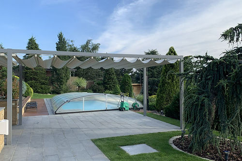 Самонесущая пергола - TOSCANA - PERGOLA AS - из алюминия / тканевое покрытие / убирающаяся