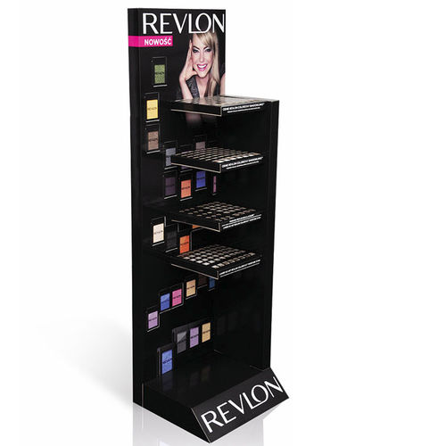Выставочный стенд-витрина для косметической продукции - REVLON - Drukarnia Ellert Sp.z.o.o.  - из ламината / с панелью / для торговли