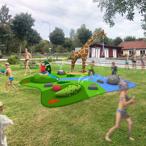 Игровая конструкция для аквапарков - 20 SQM JUNGLE  - Rodeco AB  - интерактивная / струей воды / с фигурой