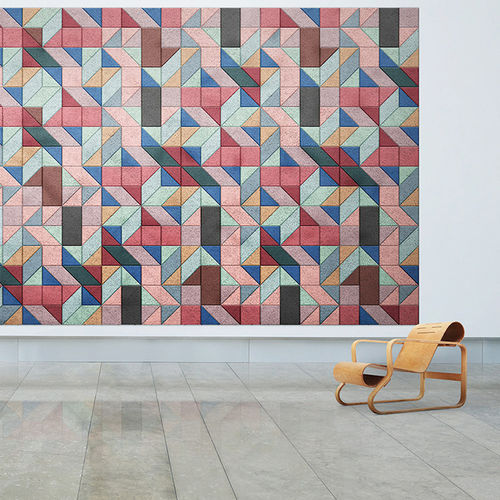 Настенная акустическая панель - SQUARE - BAUX - из древесной шерсти / с геометрической структурой / для офиса