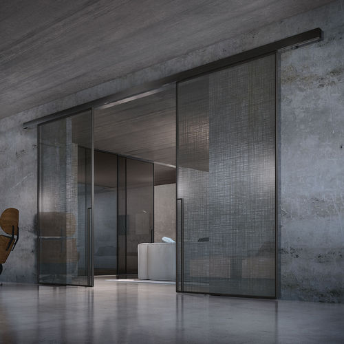 Дверь для интерьера - EXTERNAL WALL SLIDING DOOR - MANHATTAN CLASSIC LINE - Henry glass - из стекла / раздвижная / застекленная
