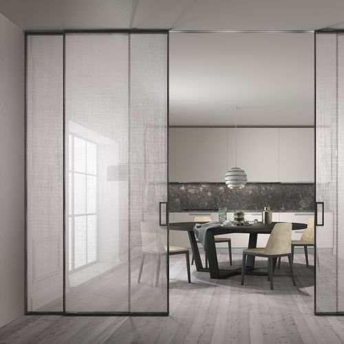 Дверь для интерьера - EXTERNAL WALL SLIDING DOOR - MANHATTAN INSIDE LINE - Henry glass - из стекла / раздвижная / застекленная