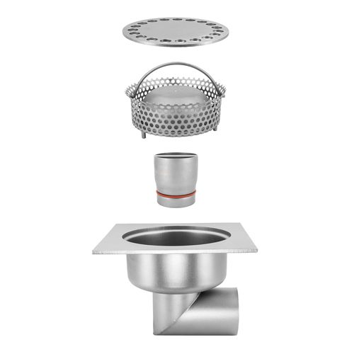 Сливной сифон из нержавеющей стали - TOTAL HYGIENIC DIS. 0016 - Inoxsystem S.r.l. - для кухни / для промышленного применения / с решеткой