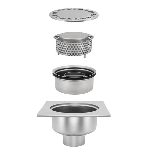 Сливной сифон из нержавеющей стали - TOTAL HYGIENIC DIS. 0115 - Inoxsystem S.r.l. - для кухни / для промышленного применения / с решеткой