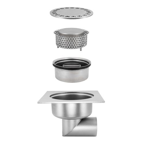 Сливной сифон из нержавеющей стали - TOTAL HYGIENIC DIS. 0012 - Inoxsystem S.r.l. - для кухни / для промышленного применения / с решеткой