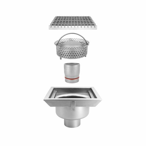 Сливной сифон из нержавеющей стали - TOTAL HYGIENIC DIS. 0510 - Inoxsystem S.r.l. - для кухни / для промышленного применения / с решеткой