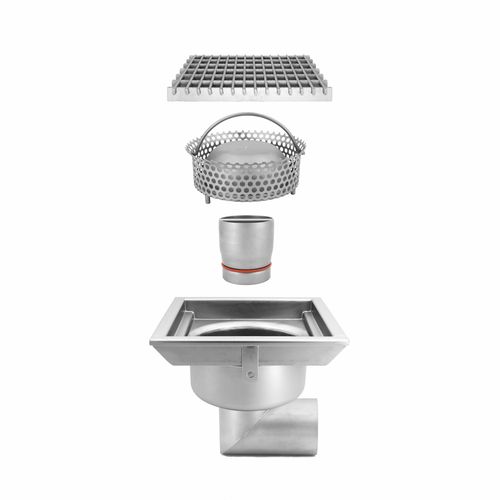 Сливной сифон из нержавеющей стали - TOTAL HYGIENIC DIS. 0410 - Inoxsystem S.r.l. - для кухни / для промышленного применения / с решеткой