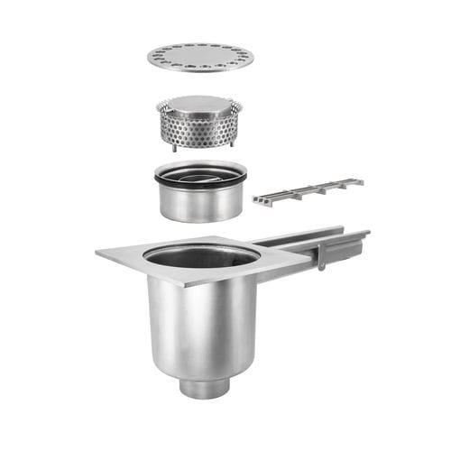Сливной сифон из нержавеющей стали - TOTAL HYGIENIC DIS. 0111 - Inoxsystem S.r.l. - для кухни / для промышленного применения / со съемной корзиной