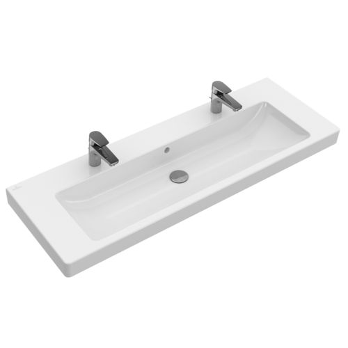 Подвесная раковина - SUBWAY 2.0: 7176D3 - Villeroy & Boch - из фарфора / со встроенной столешницей / двойная