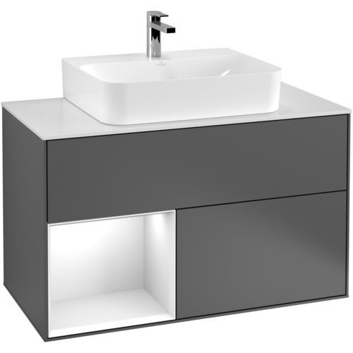 Подвесная тумба под умывальник - FINION : F11 - Villeroy & Boch - из лакированной древесины / современная / с выдвижными ящиками