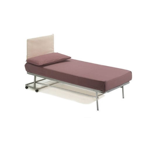 Односпальная кровать - LERI - smqrt beds - современная / с обитым изголовьем / на колесиках