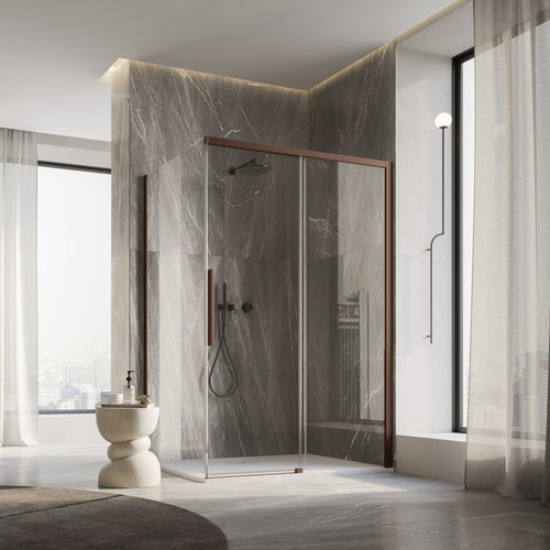 Раздвижная перегородка для душа - ORIANA : D36S2 + D36F1 - Ronal - фиксированная / прямоугольная / угловая