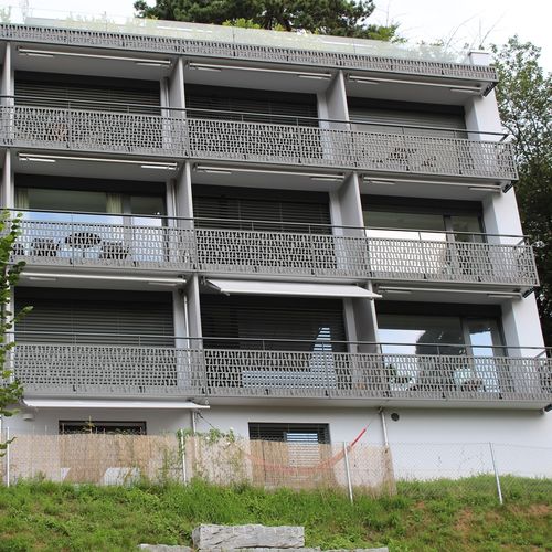 Ограждение из древесного волокна - FORMBOARD TOP PINE - MULTI FAMILY HOUSE TIGERBERG - Bruag Design Factory AG - с панелями / для наружного применения / для балкона