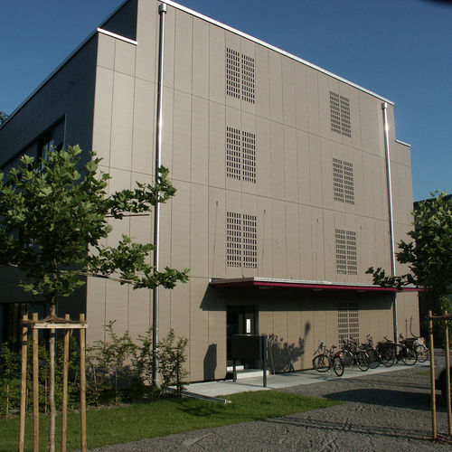 Перфорированная облицовка фасада - FORMBOARD TOP PINE - MULTI FAMILY HOUSE LENZBURG - Bruag Design Factory AG - панельная / из древесного волокна / большого формата