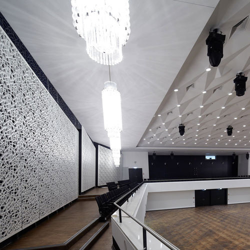 Настенная акустическая панель - CONVENTION CENTRE KOBLENZ - Bruag Design Factory AG - МДФ / прямоугольная / перфорированная