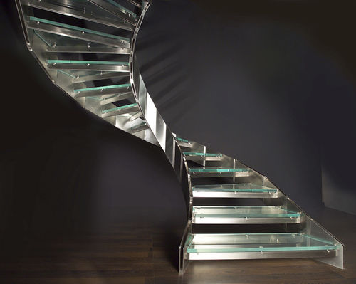 Винтовая лестница - LUXE - ESCALIER DESIGN 14 - со стеклянными ступеньками / металлическая конструкция / современная