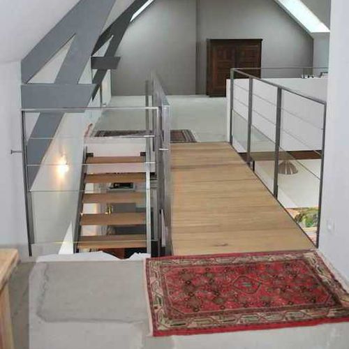 Мосток из дерева - ESCALIER DESIGN 14 - из стали / из стекла / для интерьера