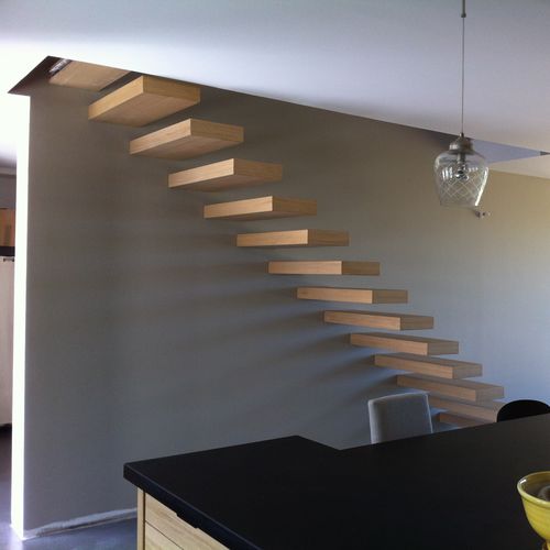 Прямая лестница - ESCALIER DESIGN 14 - с деревянными ступеньками / современная / сборная