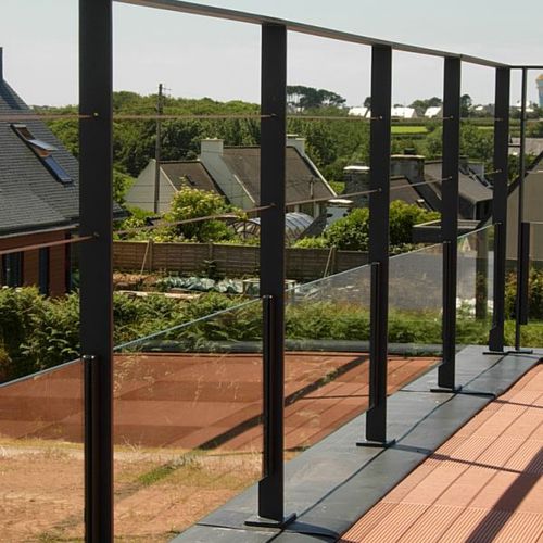 Ограждение из металла - CHERBOURG - ESCALIER DESIGN 14 - с тросами / со стеклянными панелями / для наружного применения