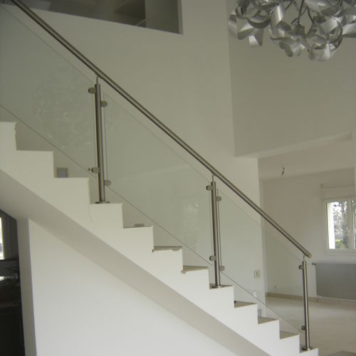Ограждение из нержавеющей стали - DEAUVILLE - ESCALIER DESIGN 14 - со стеклянными панелями / для интерьера / для лестниц