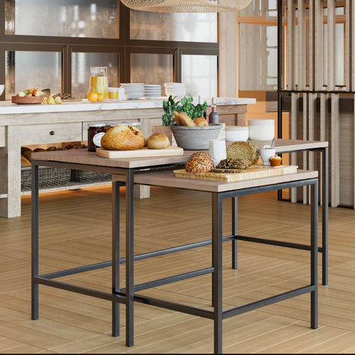 Современный стол - NESTR - burgessfurniture - из дерева / с основанием из металла / прямоугольный