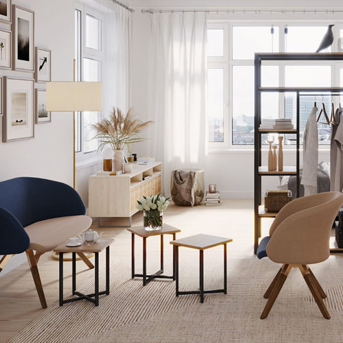 Современный журнальный столик - OPEN CONCEPT - burgessfurniture - из стали / из дерева / с основанием из стали