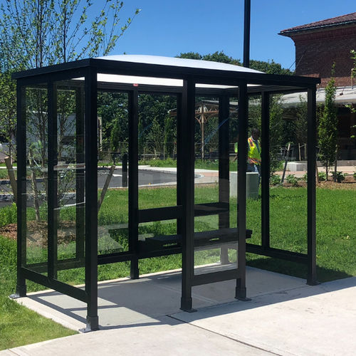 Крытая автобусная остановка из стекла - SLIMLINE DOME - Brasco International Inc. - из анодированного алюминия / из поликарбоната / из акрила