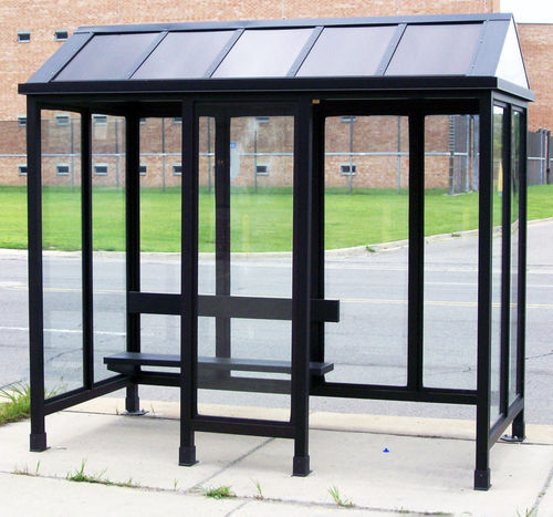 Крытая автобусная остановка из стекла - SLIMLINE GABLE - Brasco International Inc. - из анодированного алюминия / из поликарбоната / из акрила