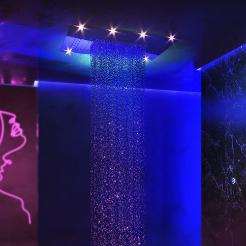 Встраиваемая лейка для душа в потолок - ONE SPA TOP - Aquademy - прямоугольная / с хромотерапией