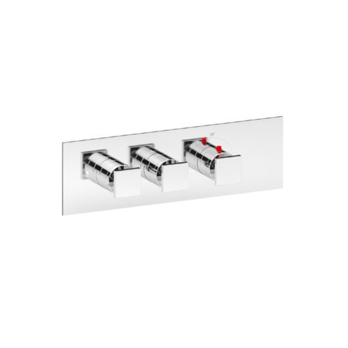Однорычажный смеситель для душа - SQUARE THERMO O2 - Aquademy - настенный / термостатический / из хромированной латуни