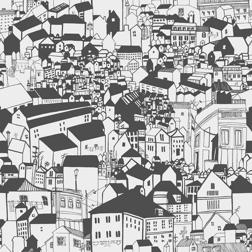Современный обои - LISSABON - Eco - городской мотив / белый / черный