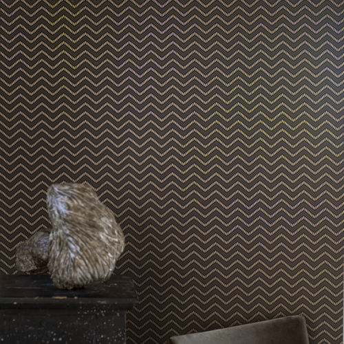 Современный обои - CHEVRON DOTS - Eco - рисунок с волнами / черный