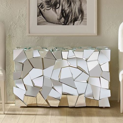 Современный стол-консоль - REFLECTION - Baker Furniture Co. - из стекла / со стеклянным основанием / прямоугольный