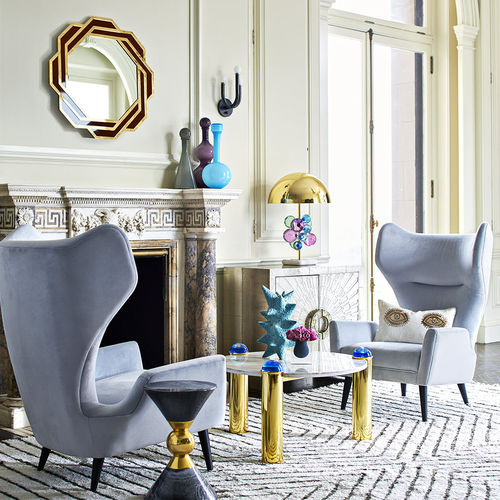 Настенное зеркало - BARCELONA - Jonathan Adler - классическое / круглое / из латуни
