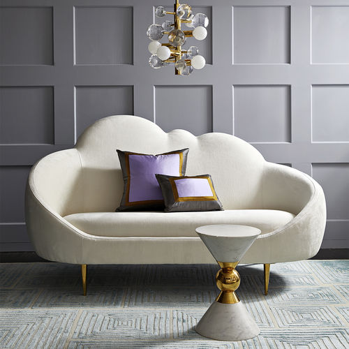 Современный диван - ETHER SETTEE - Jonathan Adler - из бархата / с основанием из шлифованной латуни / 2 места